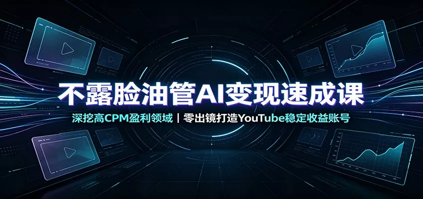 不露脸油管AI变现速成课：深挖高CPM盈利领域，零出镜打造YouTube稳定收益账号-泡泡网赚