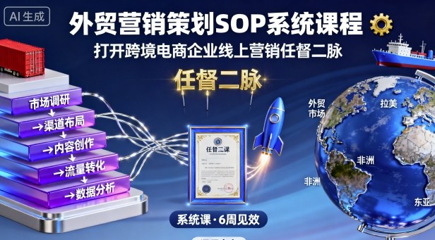 外贸营销策划SOP系统课程，打开跨境电商企业线上营销任督二脉-泡泡网赚