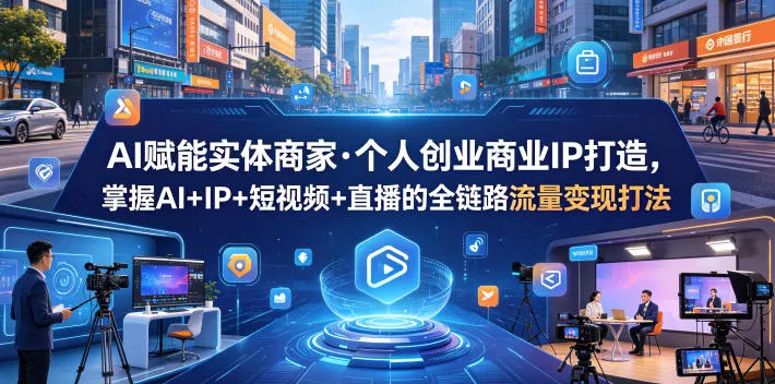 AI赋能实体商家·个人创业商业IP打造，掌握AI+IP+短视频+直播的全链路流量变现打法-泡泡网赚