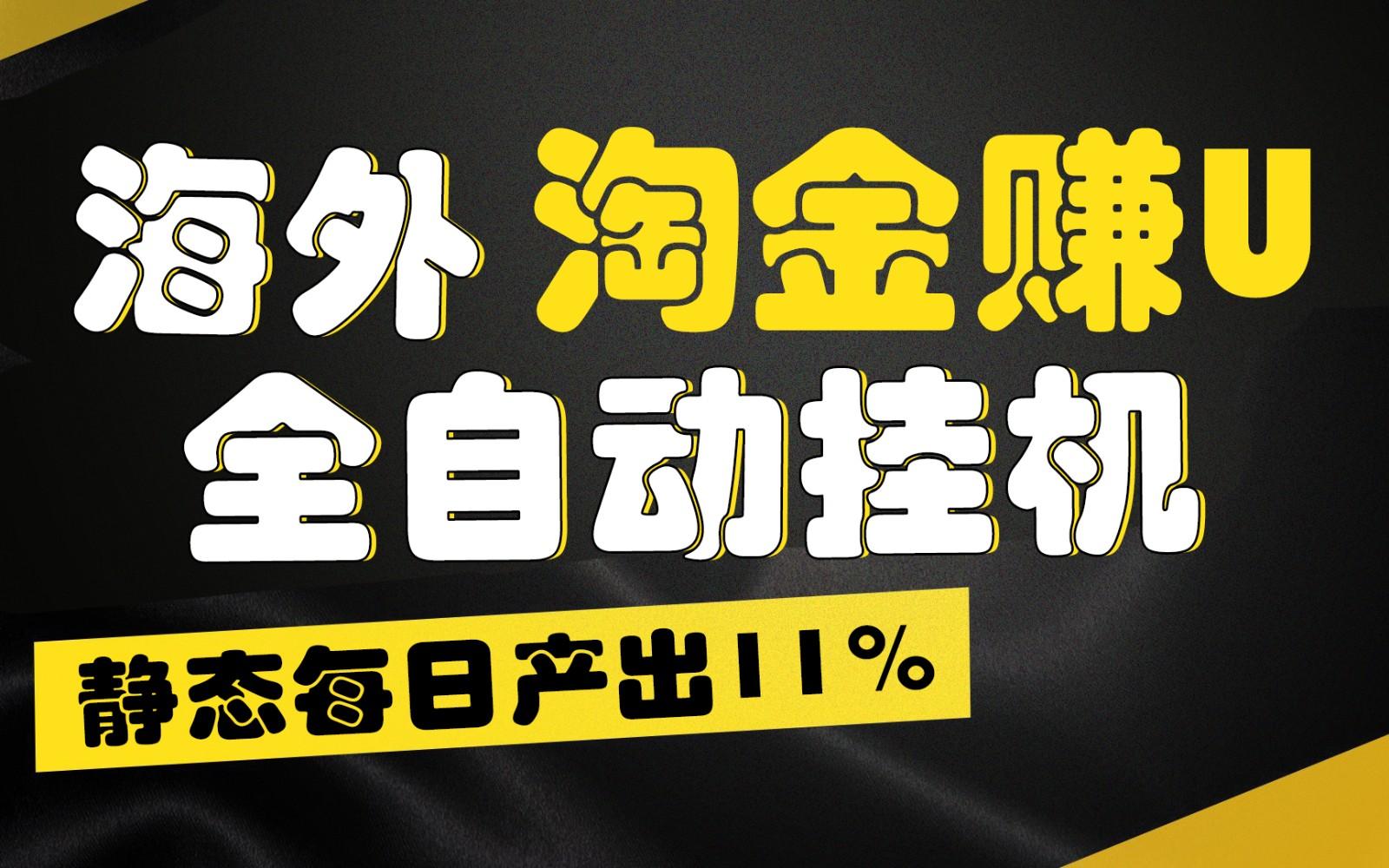 海外淘金赚U，全自动挂机，静态每日产出11%，拉新收益无上限，轻松日入1万+-泡泡网赚