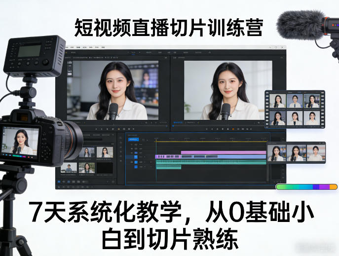短视频直播切片训练营，7天系统化教学，从0基础小白到切片熟练-泡泡网赚