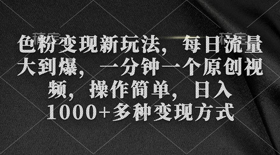 (9282期)色粉变现新玩法，每日流量大到爆，一分钟一个原创视频，操作简单，日入1…-泡泡网赚