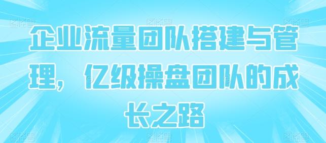 企业流量团队搭建与管理，亿级操盘团队的成长之路-泡泡网赚