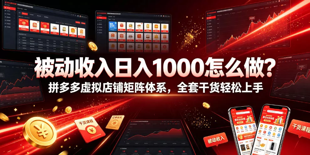 被动收入日入1000怎么做？拼多多虚拟店铺矩阵体系，全套干货轻松上手【揭秘】-泡泡网赚