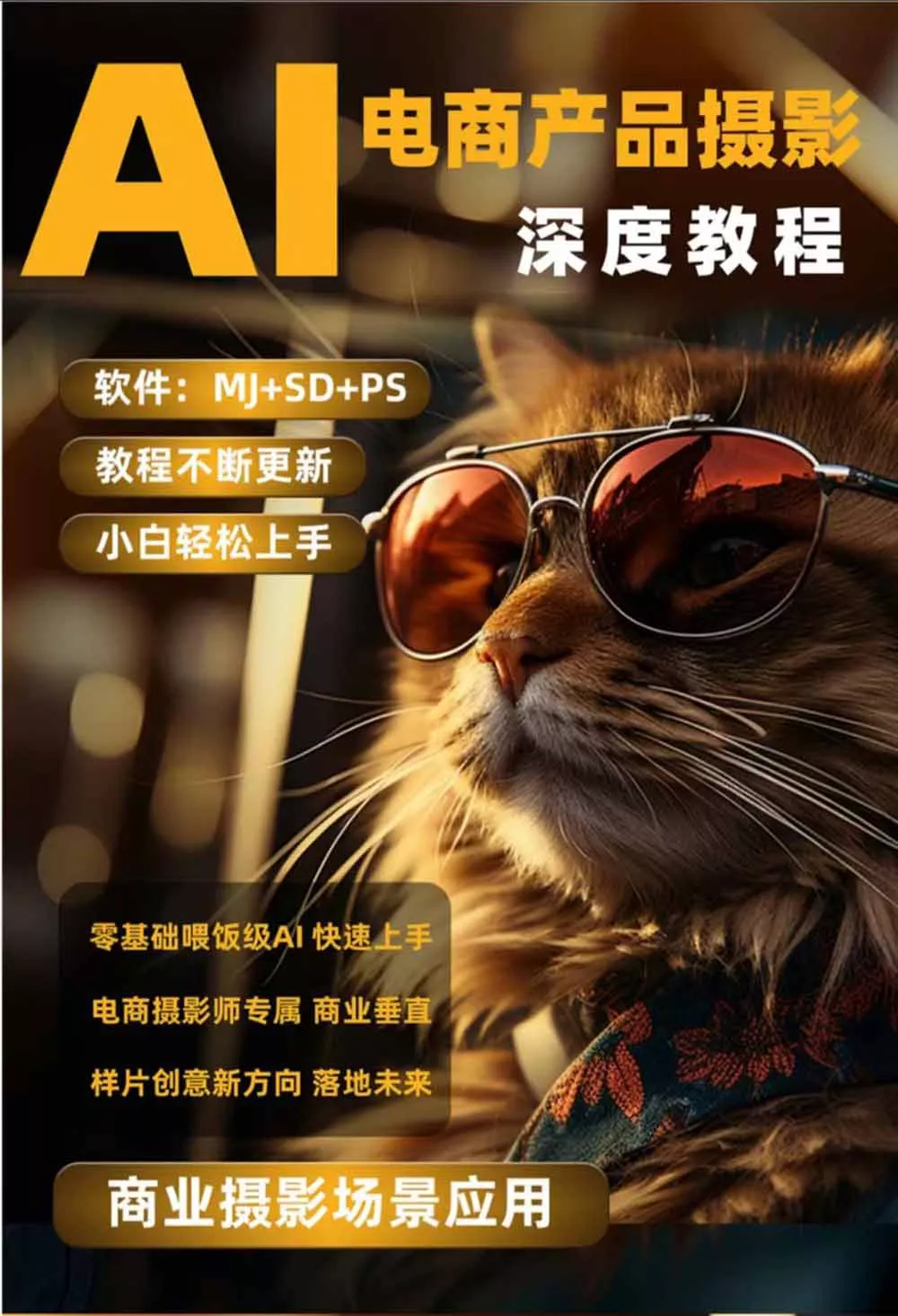 AI电商人像摄影实战课·SD多端部署｜MJ完整教学｜家电护肤家具商品图人像写真全案例-泡泡网赚