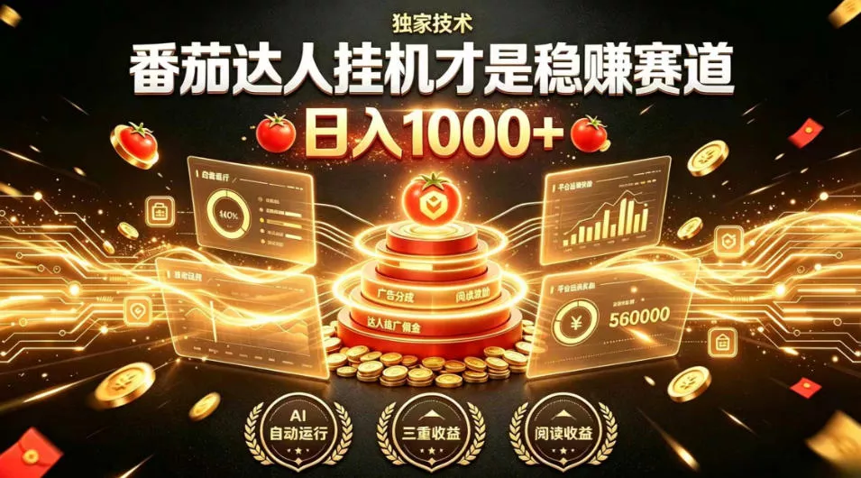 别再瞎找副业！番茄达人挂G才是稳賺赛道，日入1000+，全程傻瓜式操作，可矩阵放大【揭秘】-泡泡网赚