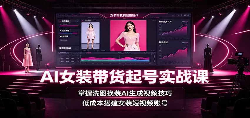AI女装带货起号实战课：掌握洗图换装AI生成视频技巧，低成本搭建女装短视频账号-泡泡网赚