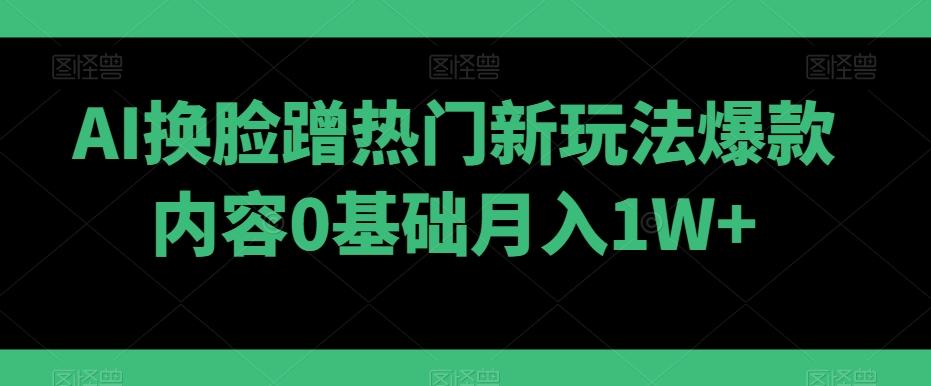 AI换脸蹭热门新玩法爆款内容0基础月入1W+-泡泡网赚