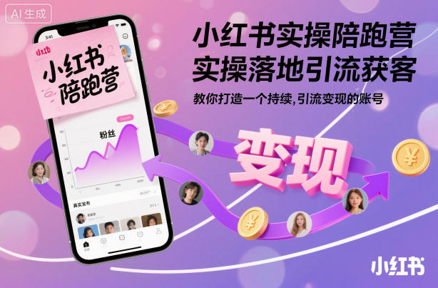 小红书实操陪跑营，实操落地引流获客，教你打造一个持续引流变现的账号-泡泡网赚