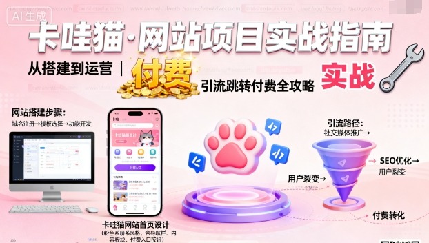 卡哇猫·网站项目，网站搭建与运营以及引流跳转付费-泡泡网赚