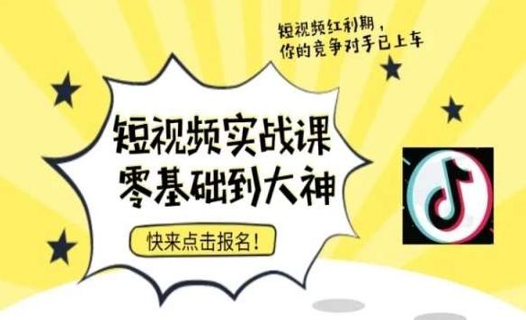 短视频零基础落地实操训练营，短视频实战课零基础到大神-泡泡网赚