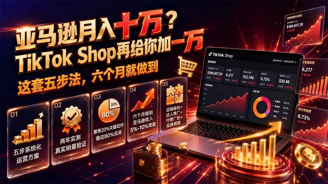 亚马逊月入十万？TikTok Shop再给你加一万——这套五步法，六个月就做到【原创双语字幕】-泡泡网赚