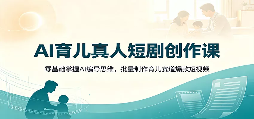 AI育儿真人短剧创作课：零基础掌握AI编导思维，批量制作育儿赛道爆款短视频-泡泡网赚