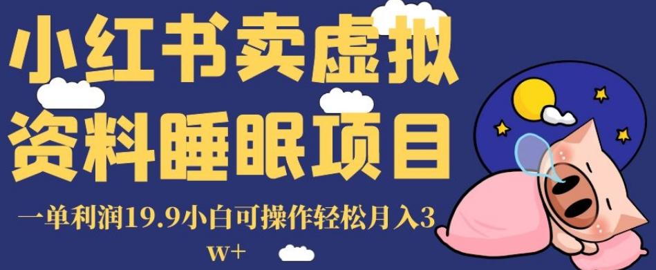 小红书卖虚拟资料睡眠项目，一单利润19.9小白可操作轻松月入3w+【揭秘】-泡泡网赚