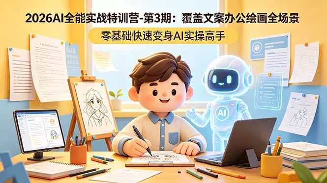 2026AI全能实战特训营-第3期：覆盖文案办公绘画全场景 零基础快速变身AI实操高手-泡泡网赚