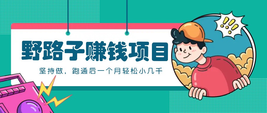 一个人就能操作的野路子赚钱项目，零成本零门槛坚持做，跑通后一个月小几千！-泡泡网赚