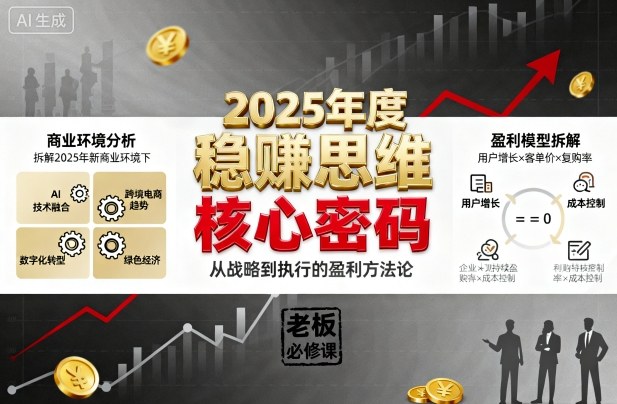 2025年度稳賺思维老板创业营，拆解2025年新商业环境下，企业实现持续盈利的核心密码-泡泡网赚