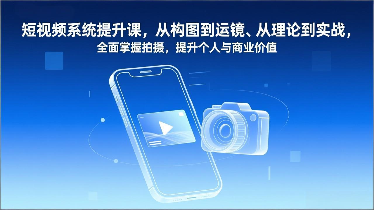 短视频系统提升课，从构图到运镜、从理论到实战，全面掌握拍摄，提升个人与商业价值-泡泡网赚