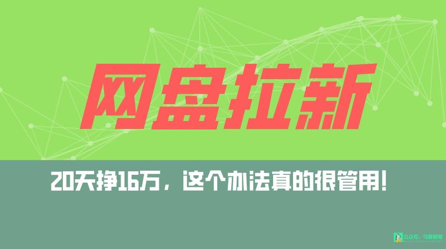 网盘拉新+私域全自动玩法，0粉起号，小白可做，当天见收益，已测单日破5000-泡泡网赚