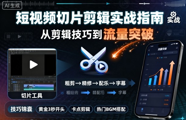短视频切片剪辑实战指南，从剪辑技巧到流量突破-泡泡网赚