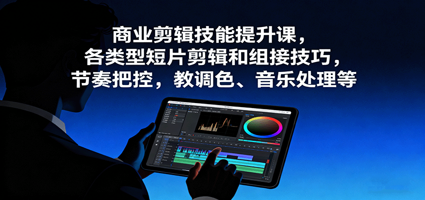 商业剪辑技能提升课，各类型短片剪辑和组接技巧，节奏把控，教调色、音乐处理等-泡泡网赚