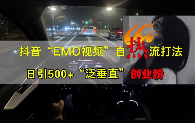 抖音EMO视频自热打法，日引500+“泛垂直”创业粉-泡泡网赚