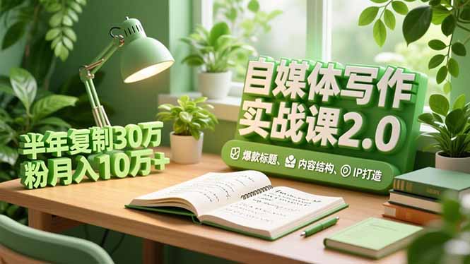 自媒体写作实战课2.0，爆款标题、内容结构、IP打造，半年复制30万粉月入10万+-泡泡网赚