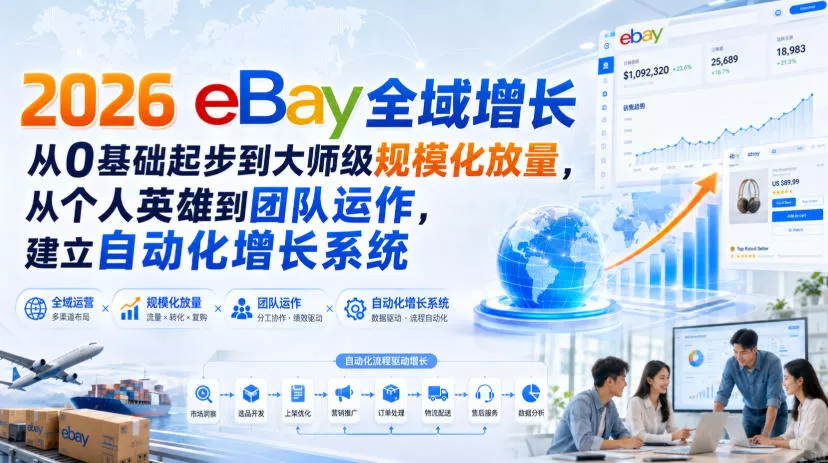 2026 eBay全域增长，从0基础起步到大师级规模化放量，从个人英雄到团队运作，建立自动化增长系统-泡泡网赚