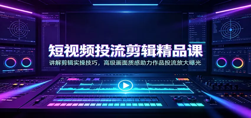 短视频投流剪辑精品课：讲解剪辑实操技巧，高级画面质感助力作品投流放大曝光-泡泡网赚