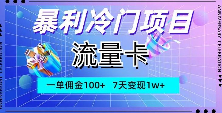 暴利冷门项目，流量卡，一单佣金100+，7天变现1w+-泡泡网赚