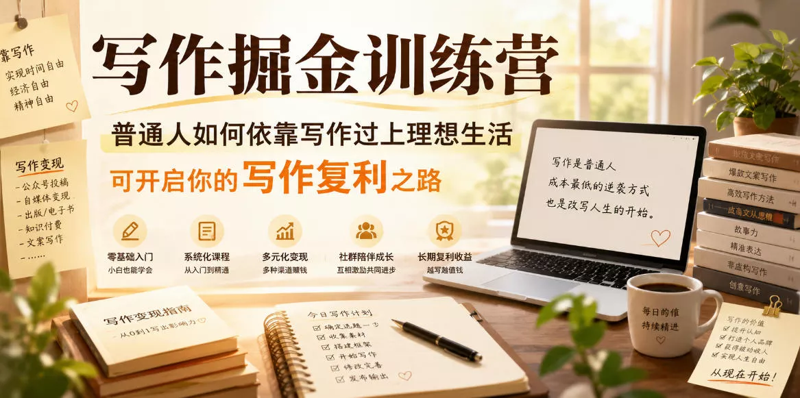 写作掘金训练营，普通人如何依靠写作过上理想生活，可开启你的写作复利之路(更新6月)-泡泡网赚