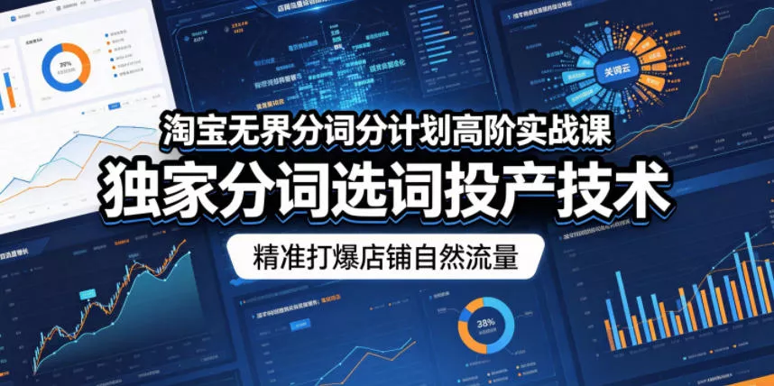 淘宝无界分词分计划高阶实战课，独家分词选词投产技术，精准打爆店铺自然流量-泡泡网赚