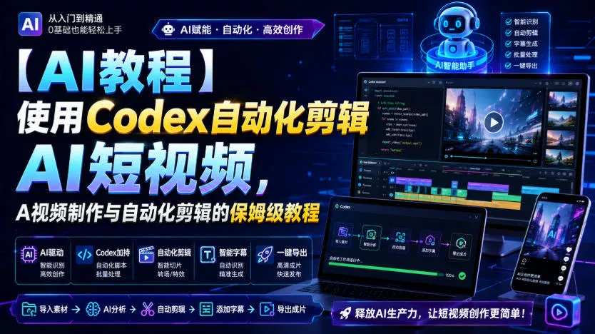 【AI教程】使用Codex自动化剪辑AI短视频，AI视频制作与自动化剪辑的保姆级教程-泡泡网赚