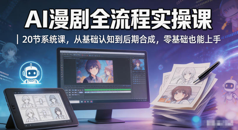 AI漫剧全流程实操课｜20节系统课，从基础认知到后期合成，零基础也能上手-泡泡网赚