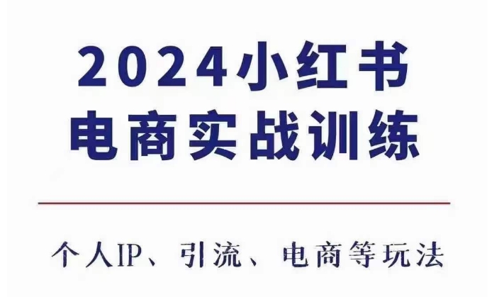 2024小红书电商3.0实战训练，包含个人IP、引流、电商等玩法-泡泡网赚