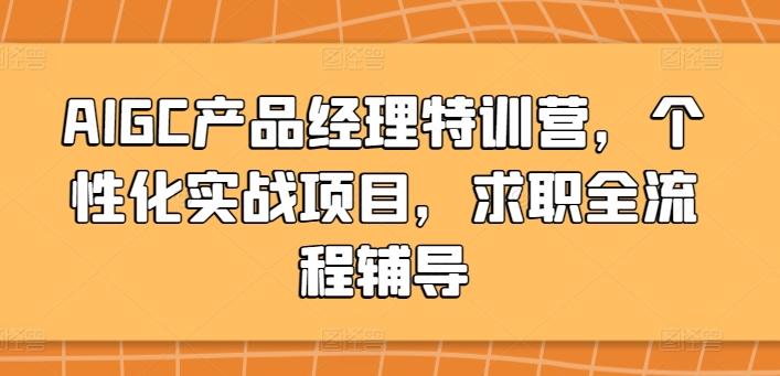 AIGC产品经理特训营，个性化实战项目，求职全流程辅导-泡泡网赚
