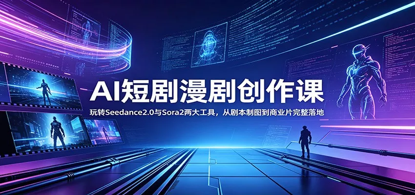AI短剧漫剧创作课：玩转Seedance2.0与 Sora2两大工具，从剧本制图到商业片完整落地-泡泡网赚