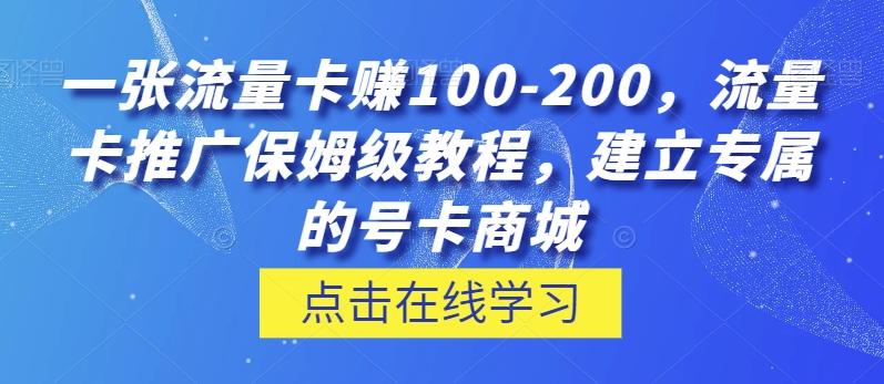 一张流量卡赚100-200，流量卡推广保姆级教程，建立专属的号卡商城-泡泡网赚