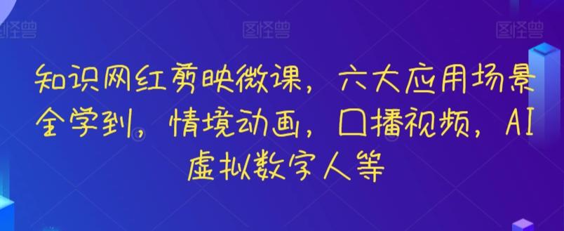知识网红剪映微课，六大应用场景全学到，情境动画，囗播视频，AI虚拟数字人等-泡泡网赚