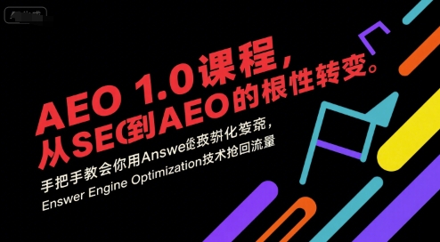 AEO 1.0 课程，从SEO到AE0的基命性转变，手把手教会你用AnswerEngineOptimization技术抢回流量(更新)-泡泡网赚