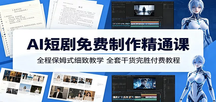 AI短剧免费制作精通课：全程保姆式细致教学，全套干货完胜付费教程-泡泡网赚