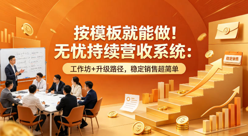 按模板就能做！无忧持续营收系统：工作坊+升级路径，稳定销售超简单【原创双语字幕】-泡泡网赚