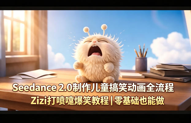 Seedance 2.0制作儿童搞笑动画全流程Zizi打喷嚏爆笑教程｜零基础也能做-泡泡网赚