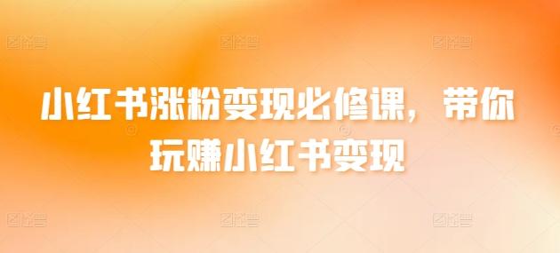 小红书涨粉变现必修课，带你玩赚小红书变现-泡泡网赚