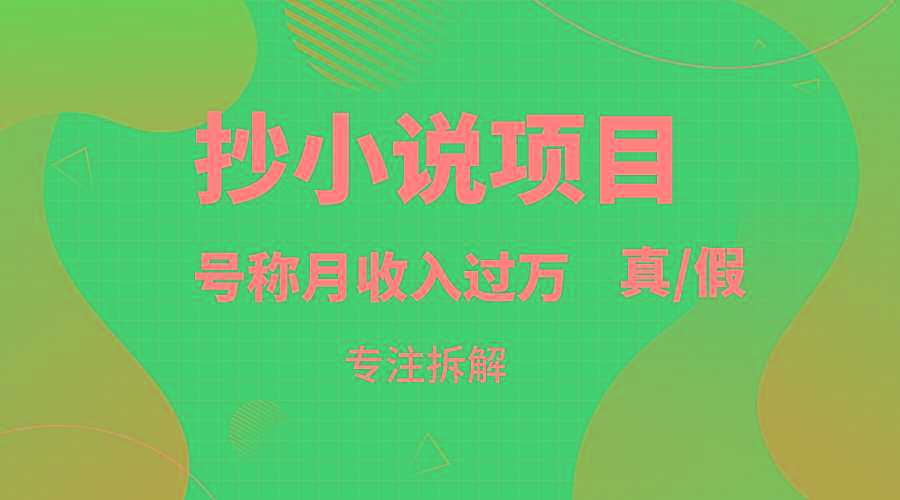 抄小说项目，号称月入过万，到底是否真实，能不能做，详细拆解-泡泡网赚