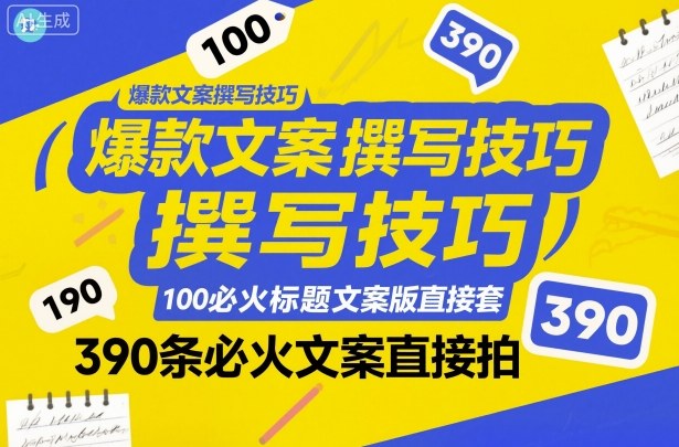 爆款文案撰写技巧，100个必火标题文案模版直接套，390条必火文案直接拍-泡泡网赚