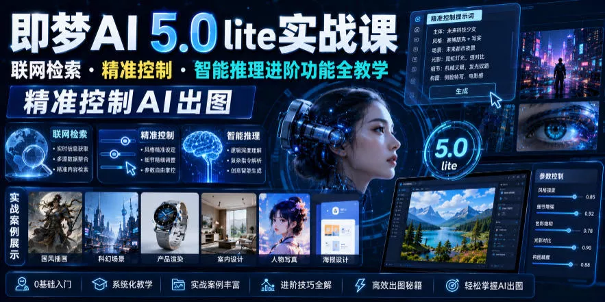 即梦AI 5.0 lite实战课，联网检索・精准控制・智能推理进阶功能全教学，精准控制AI出图-泡泡网赚