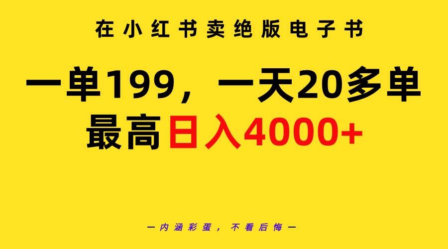 (9401期)在小红书卖绝版电子书，一单199 一天最多搞20多单，最高日入4000+教程+资料-泡泡网赚