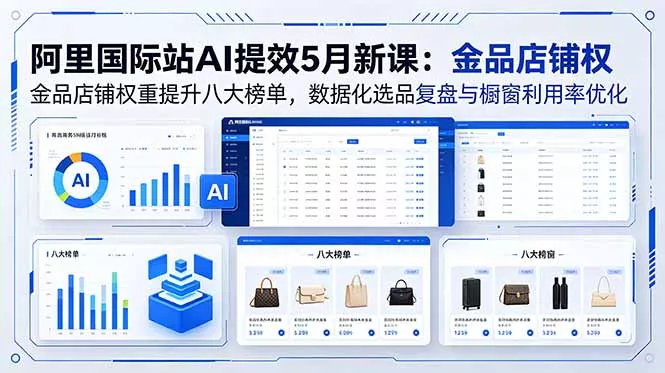 阿里国际站AI提效5月新课：金品店铺权重提升八大榜单，数据化选品复盘与橱窗利用率优化-泡泡网赚