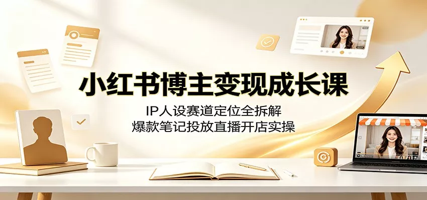 小红书博主变现成长课：IP人设赛道定位全拆解，爆款笔记投放直播开店实操-泡泡网赚